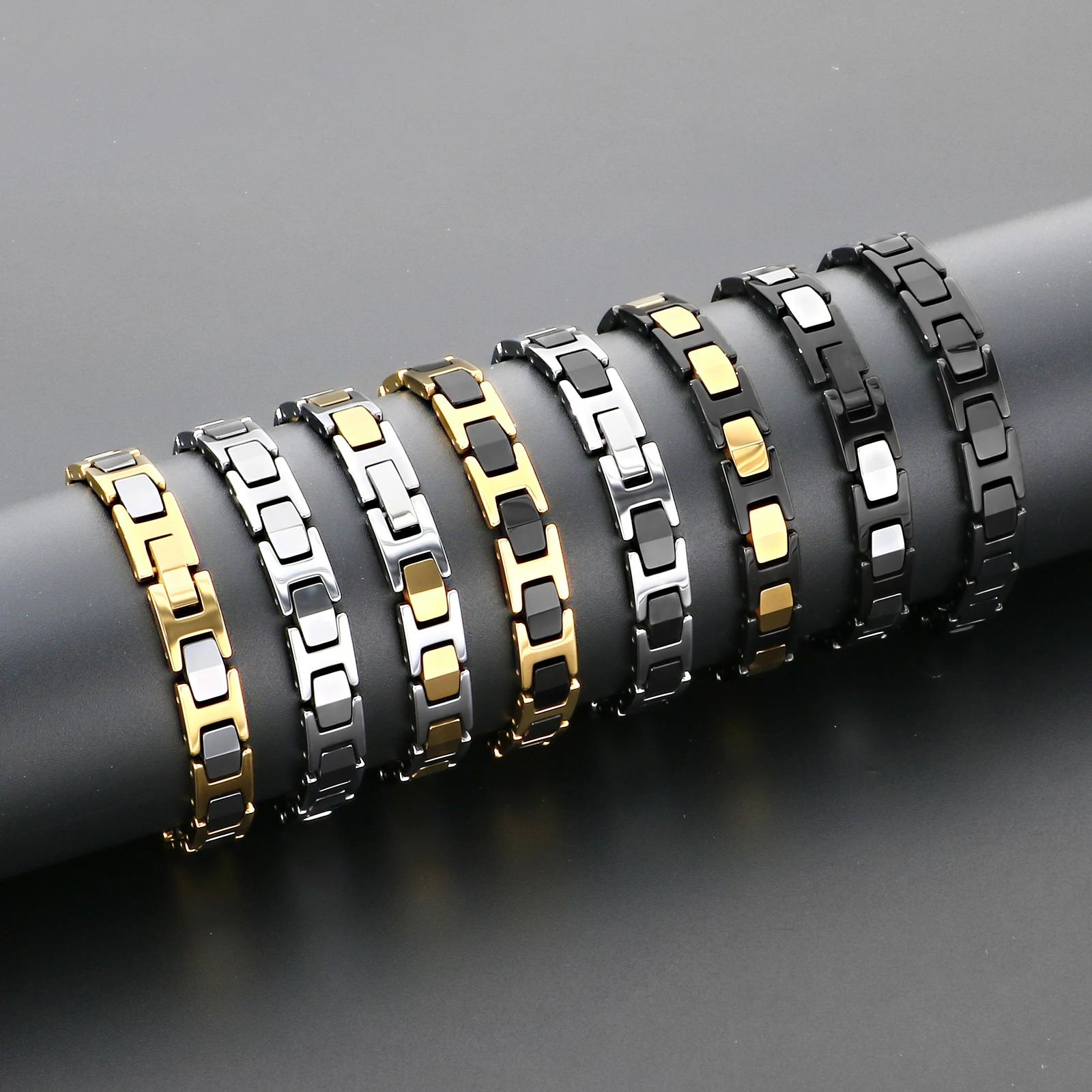 9mm Fashion Energy Magnetotherapy Healthy Bracelet For Men - Tungsten - KB208926-JI