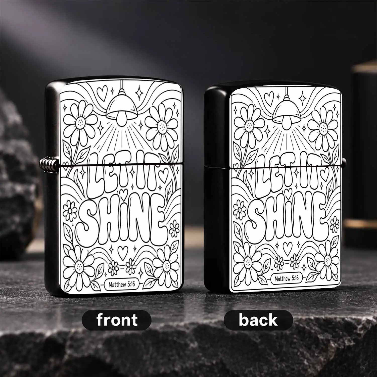 Retro Inspirational Let It Shine Christian Theme Lighter Matthew 5:16 Floral Heart Sparkle Decor Portable Practical Lighter For Daily Use Gifting Multi Occasion Stylish Delicate Accessory A Humorous And Interesting Lighter