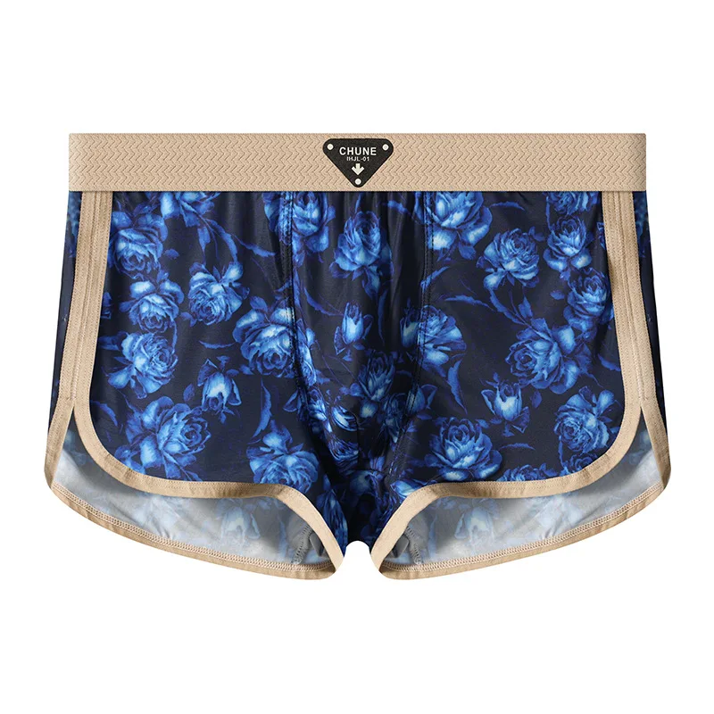 

Men's Ice Silk Panties Underwear Fashion Printed Breathable Comfortable Boxer Shorts Male Quick Drying Smooth Sexy Underpants