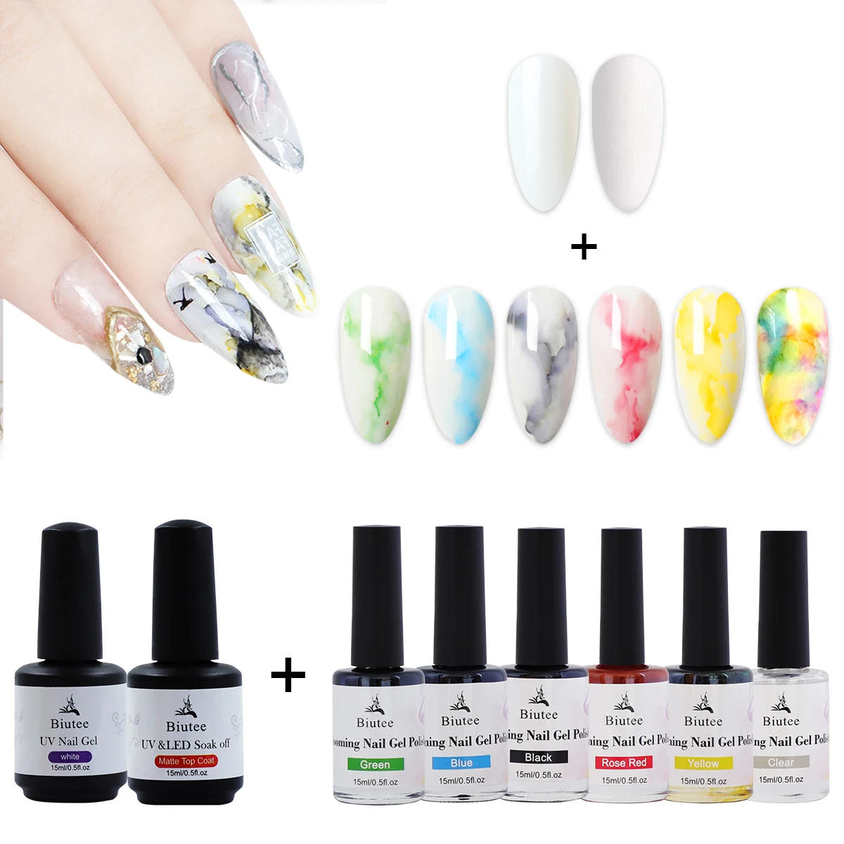 

Biutee 15ml Blossom Gel Nail Art Transparent Blossom Nail Polish Blooming Smook Effect Flower Gel Polish Soak off UV Nail Glue G