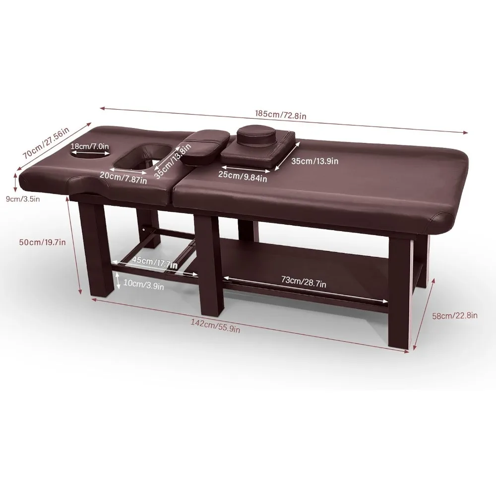 طاولة تدليك ثابتة احترافية مع مسند ظهر، وسرير تدليك للعلاج المائي قابل للتعديل، وإطار معدني من جلد البولي يوريثان