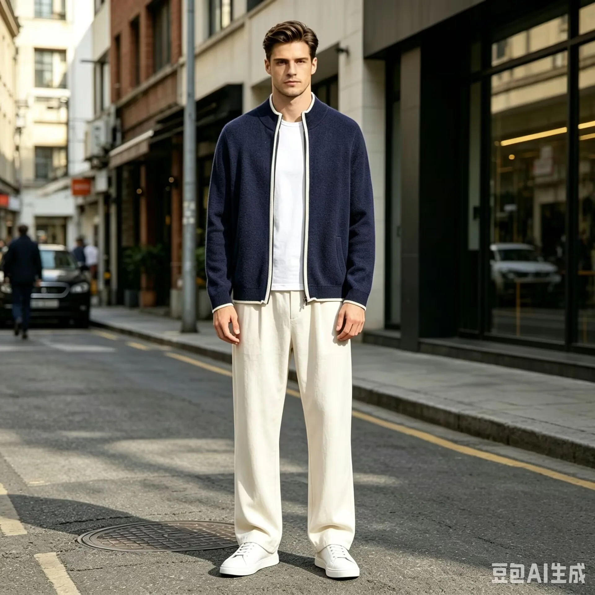 Men's Cashmere Zipper Open Collar Knitted Jacket with Contrast and Edge Solid Color Casual Warm Autumn/Winter Coat New 2026