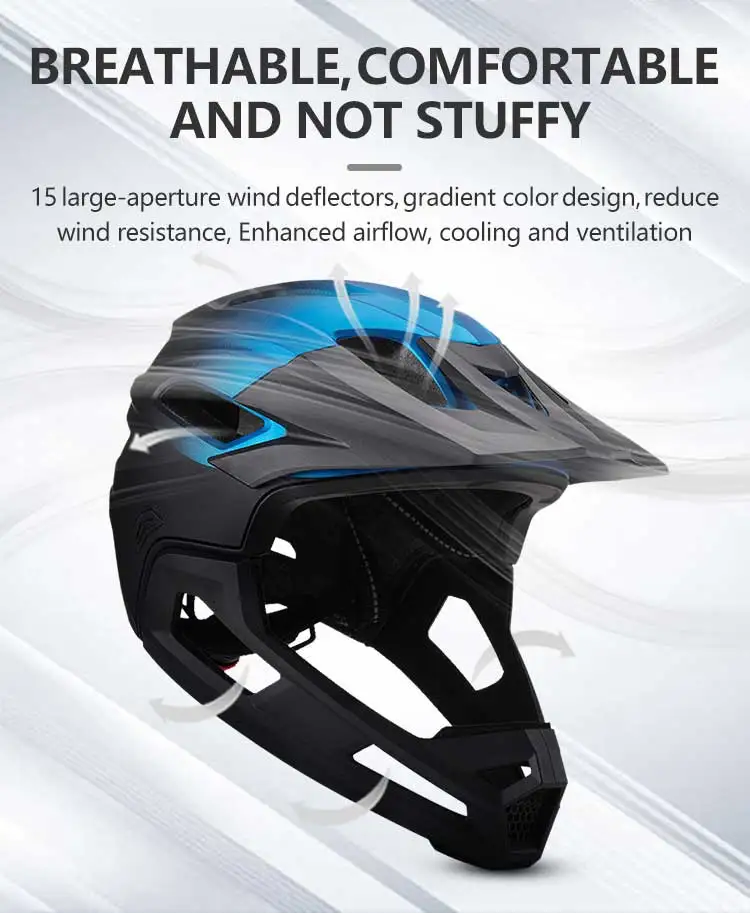 Eastinear's neuer Fahrrad-Mountainbike-Helm für Erwachsene, volles Gesicht, abnehmbarer einteiliger Motorrad-Schutzhelm, Kopfschutz – Detail 7
