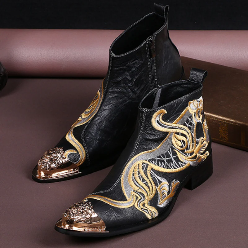 

Высокие ботинки 5 см из натуральной коровьей кожи, модная мужская качественная обувь до щиколотки, мужские зимние ботинки с острым носком на молнии