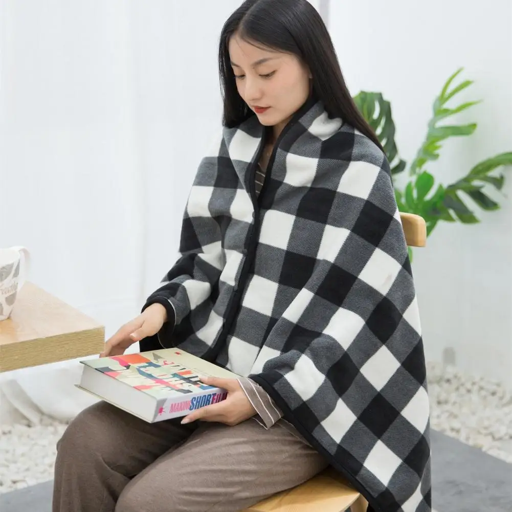 Thick Plaid Blanket Warm Winter Wearable Blanket Adults Office Travel Soft Fleece Throw Blankets Sweater Wrap Topper Blanket