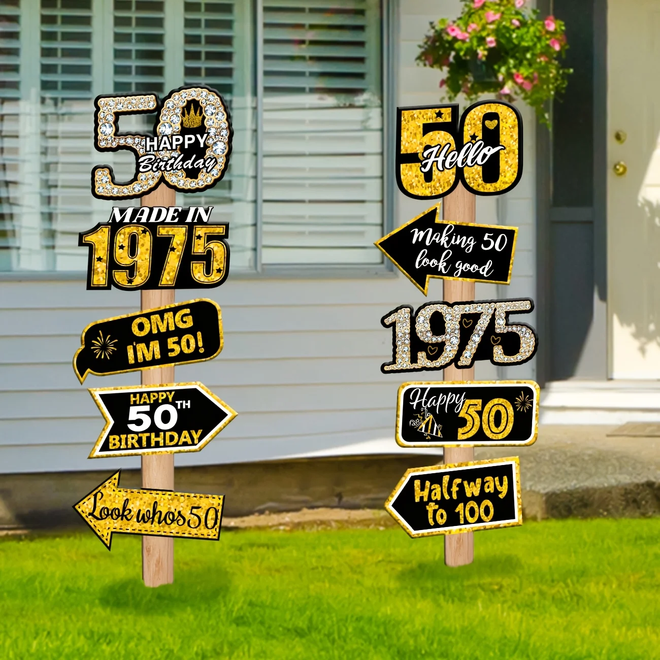 50th Birthday Decorations Black Gold 1975 Party Sign Party Decorations 50th Birthday Party Decorations Signs Colorful Dance Part