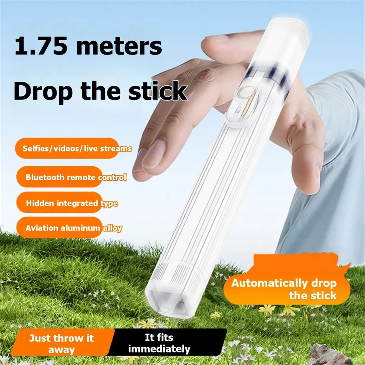 A86G NEW 1.75M Auto Open Selfie Stick Tripod with 360°Selfie Stick Auto Open Mechanism Selfie Stick Tripod for Travel Phone B