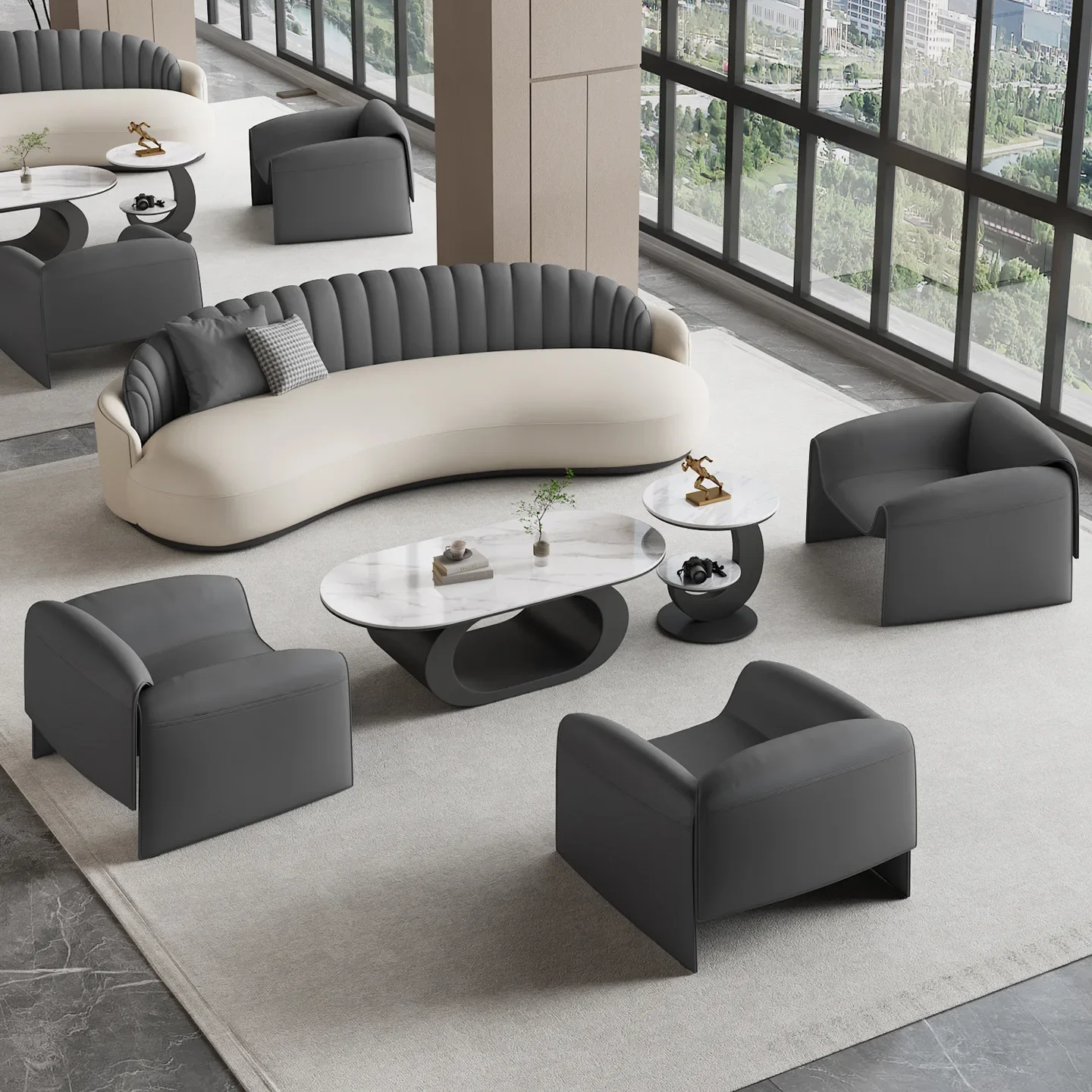 Light luxury modern simple office meeting sofa business reception negotiation table and chair combination