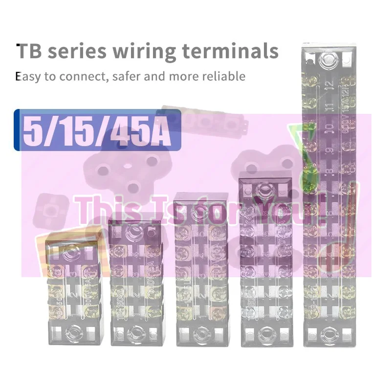 【MA】1Pcs Dual Row Barrier Screw Terminal Block Wire Connector 15A 600V For TB Series 3 4 5 6 8 10 12 15 Positions Ways