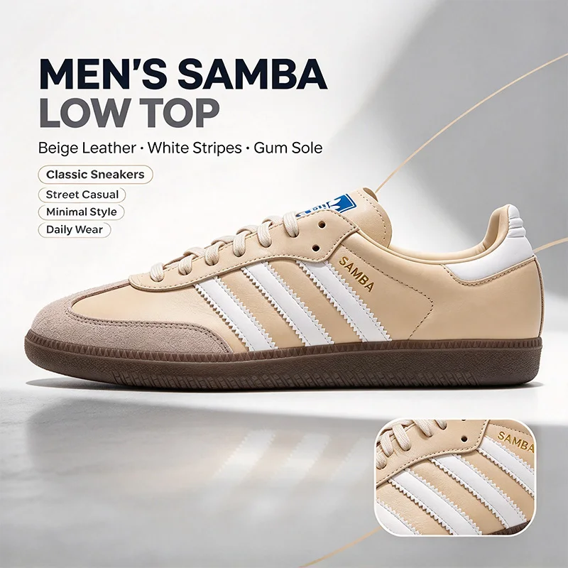Hot Adidas JR0914 Lace Up Leather Suede Sneakers Flat Sole Non Slip Retro Daily Casual Walking Shoes
