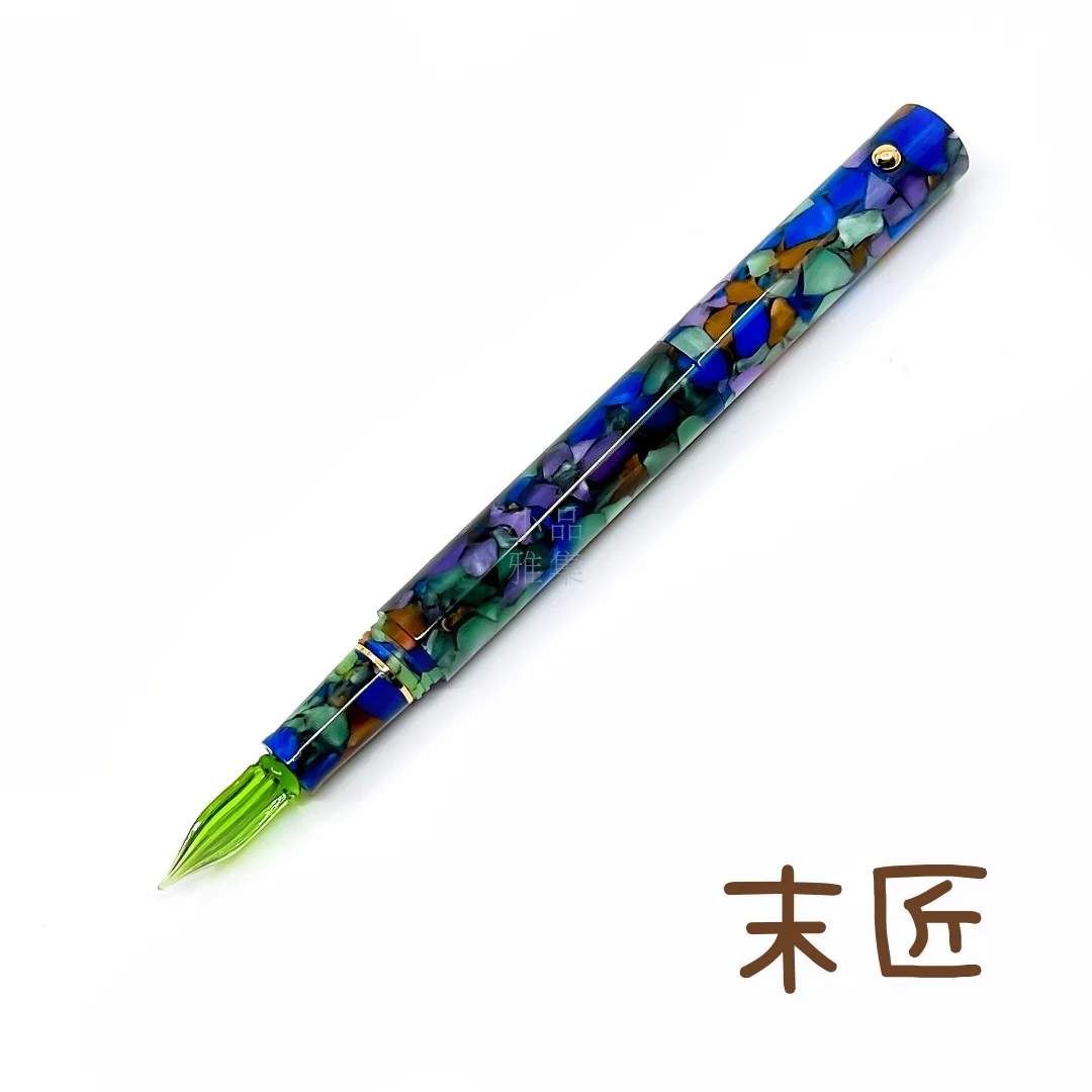 Resin Glass Dip Fountain Pen  Dual Usage Pen (Colorful Green)