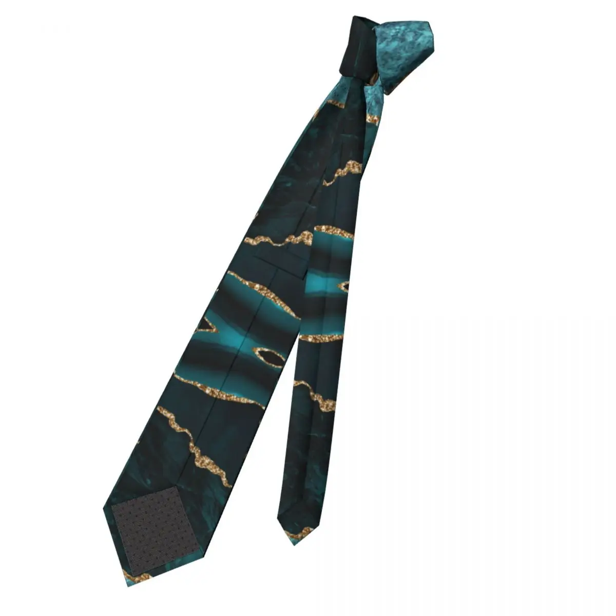 Teal Gold Watercolor Agate Marble Men Neckties Skinny Polyester 8 cm Modern Neck Ties for Men Suits Accessories Cravat Wedding