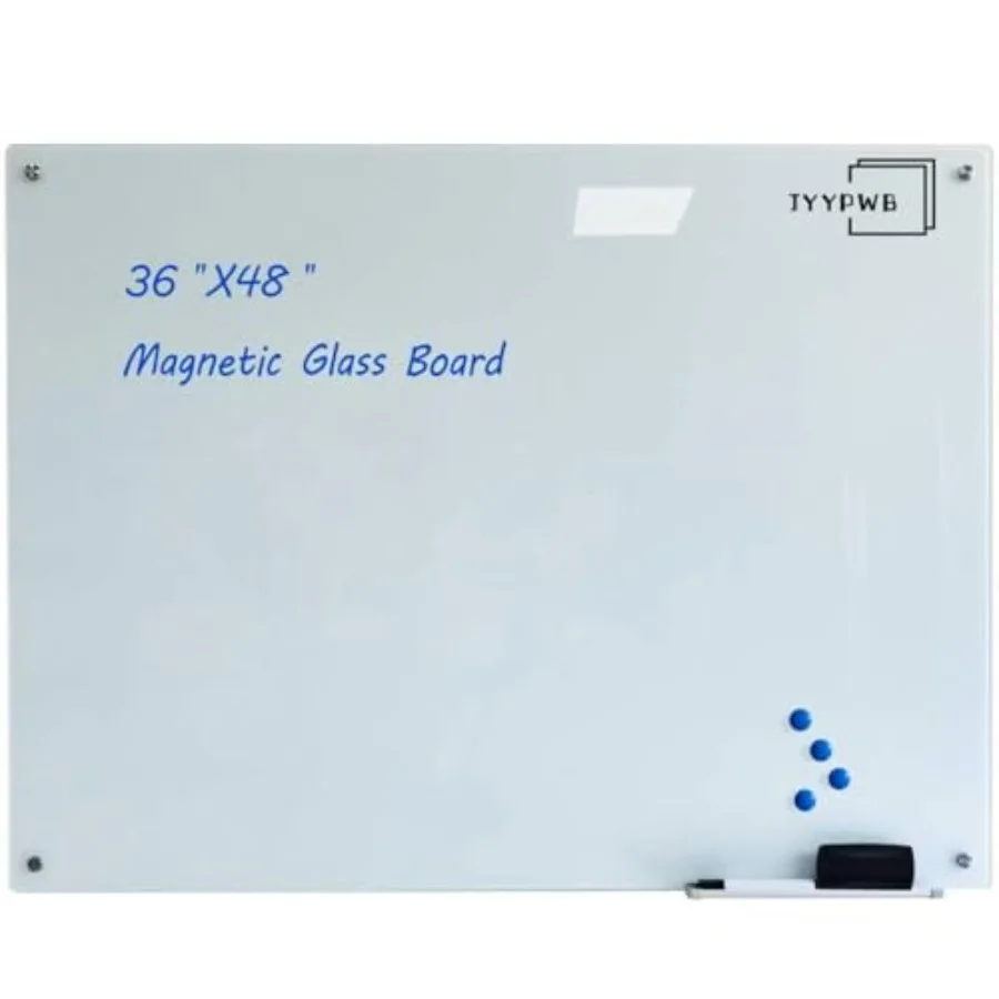 

Magnetic Glass board with Eraser 36" Frameless Tempered Glass Dry Erase Board with Marker Tray for Office, Wall Mounted Writing