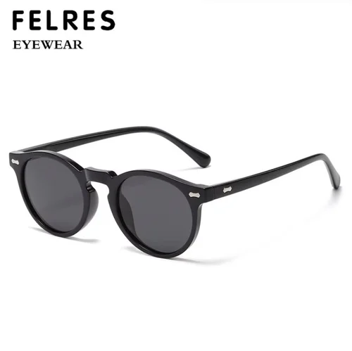 Imagen 2 del producto Gafas redondas teñidas para miopía, lentes negras para hombre, gafas graduadas terminadas para miopía, gafas de sol Retro para conducir con sombra para exteriores