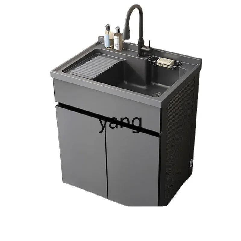 

Yhl Combination Laundry Tub Household Laundry Table Face Hand Basin Laundry Tub All-in-One Cabinet with Washboard Alumimum