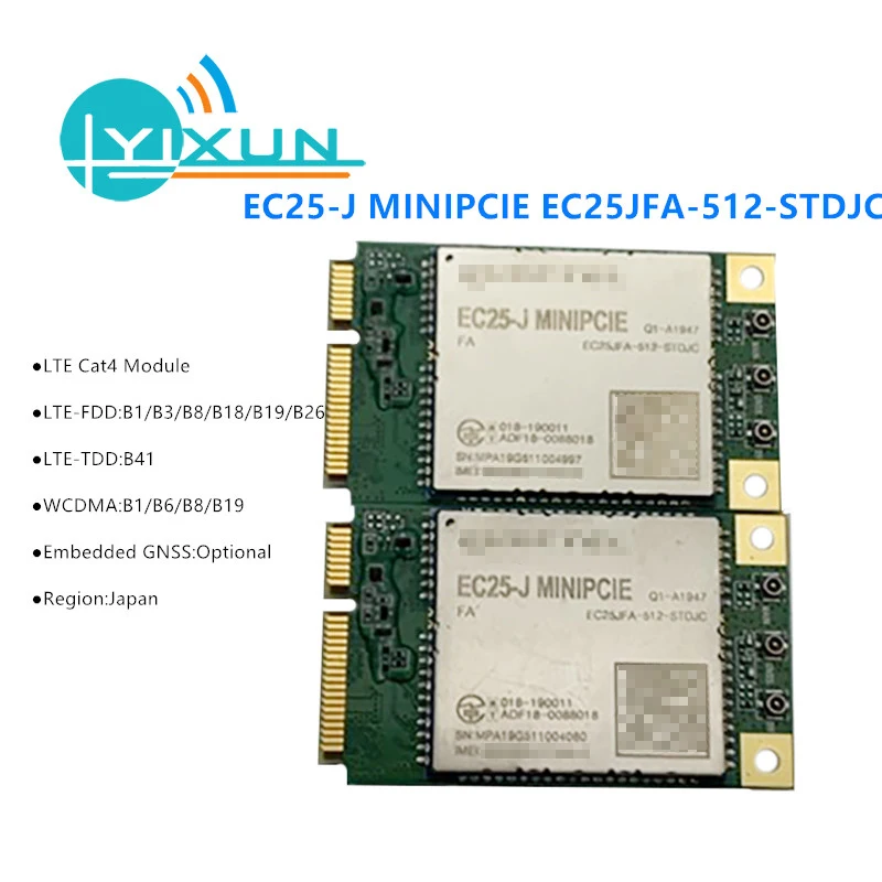 Quectel EC25-J EC25JFA-512-SJC FDD-LTE/TDD-LTD/UMTS HSPA + Mini Pcie LTE CAT4โมดูล4G สำหรับญี่ปุ่น Band b1/B3/B8/ B18/B19/B26 B41