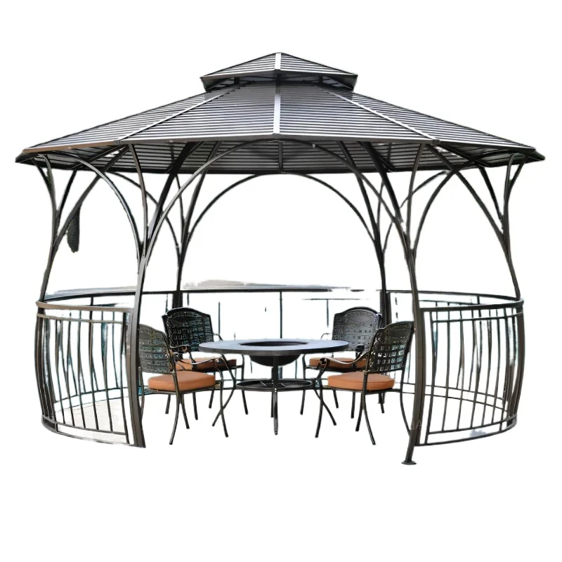 

Outdoor circular pavilion villa garden terrace pavilion, courtyard outdoor rainproof windproof canopy modern tent