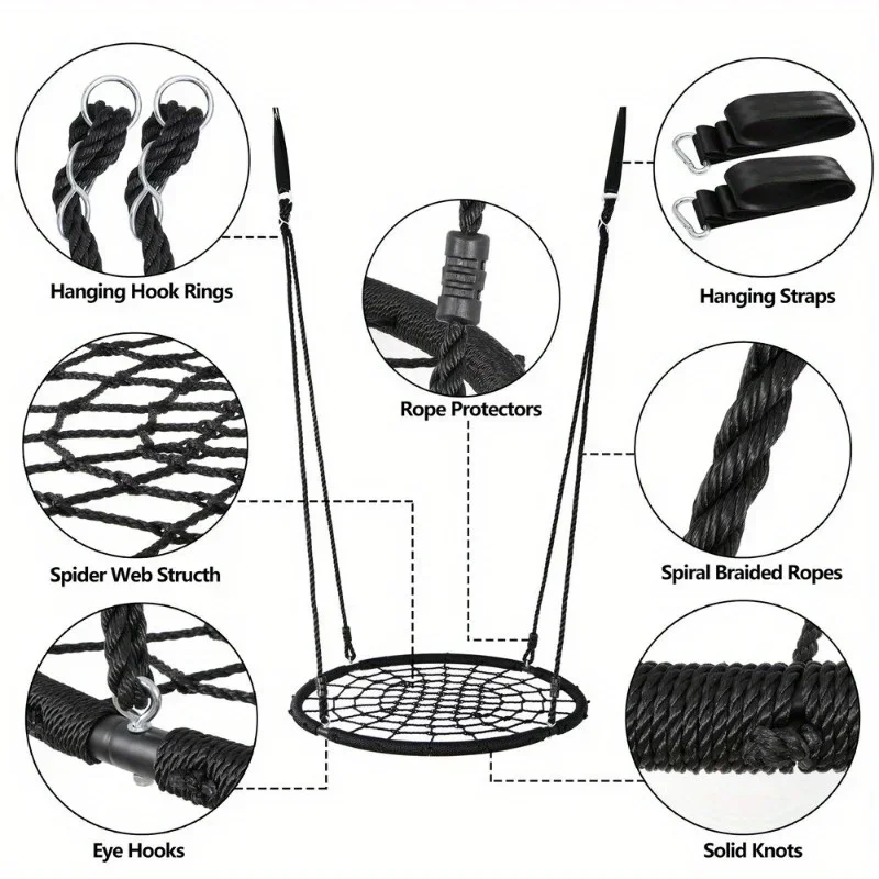 Большая пауковая сеть качели 100% безопасная нейлоновая веревка макс. 600 фунтов Настройка EZ