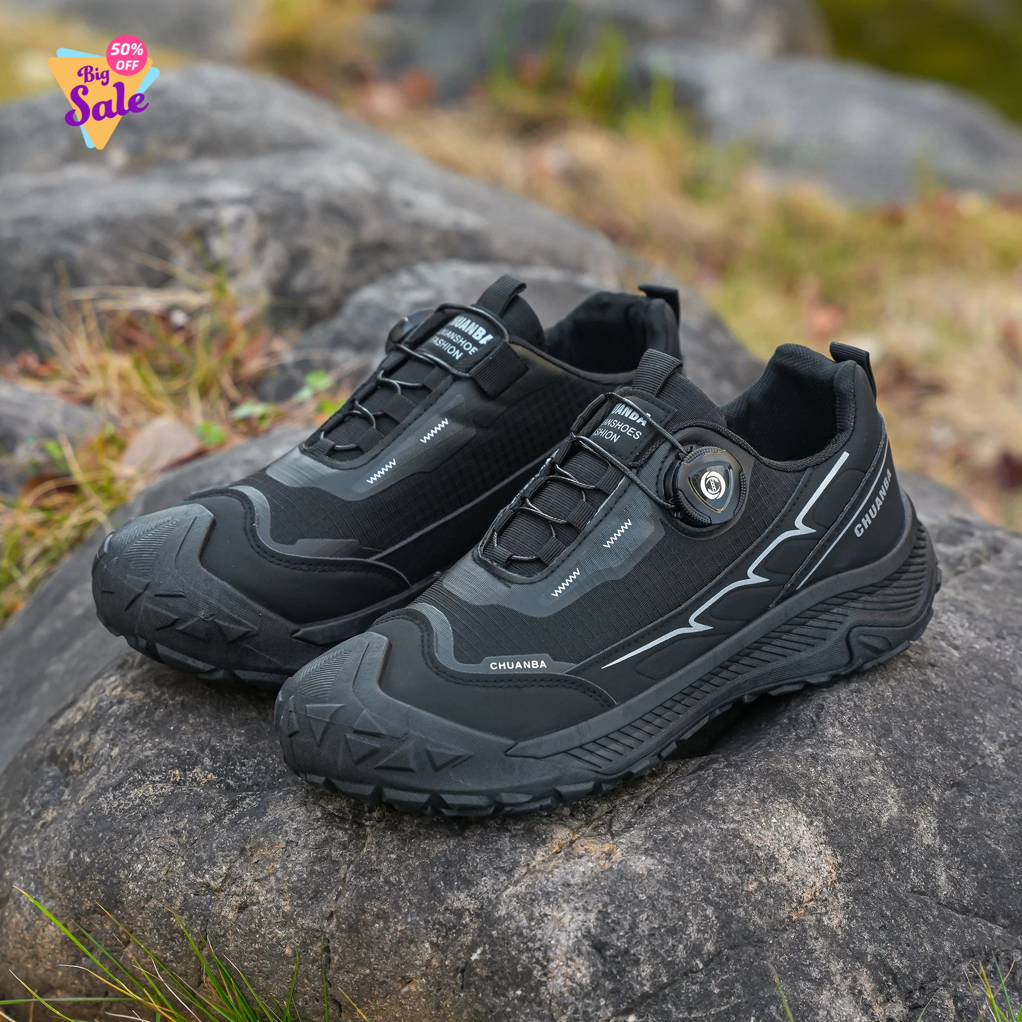 2026 Men's Lightweight Casual Shoes Outdoor Running Shoes in Black Grey Khaki Sizes 39-48 PU Material with Canvas