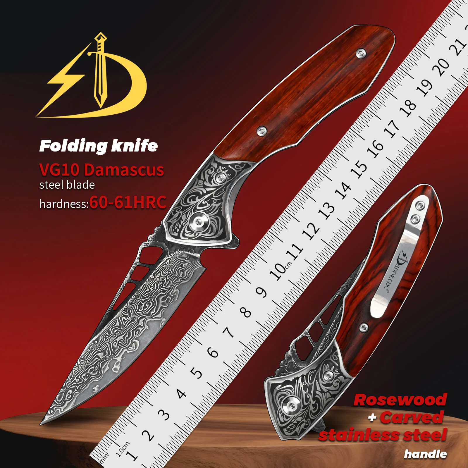 

SDOKEDC VG10 Damascus Steel Pocket Knife Folding Knife Camping Survival Fishing Edc Knife Multitool Utility Knife Mens Gifts