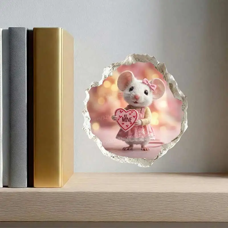 Be Mine Valentine's Day Mouse Hole Decal-Decoration for Living Room,Wall, Bedroom, Toilet and Home Decor Waterproof Decals M1583
