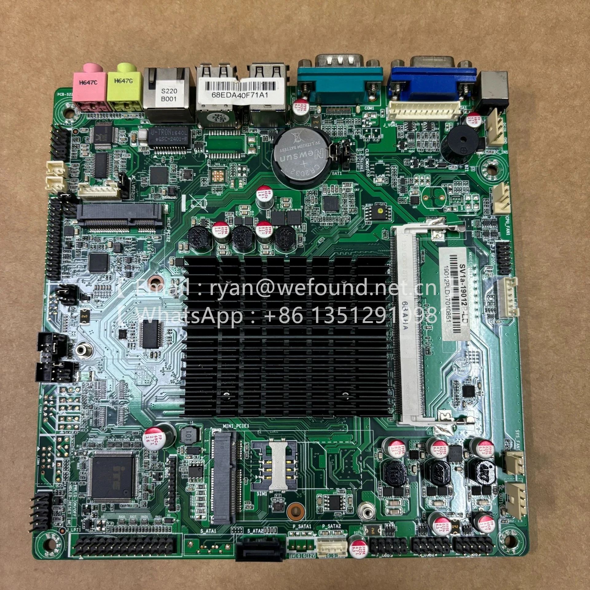 SV1a-19014P  SV1a-19014P-C J1900 processor, 4*COM, 9*USB, 1*LAN, 2*Mini-PCIe, thin Mini-ITX.  sV1a-19012P-LD