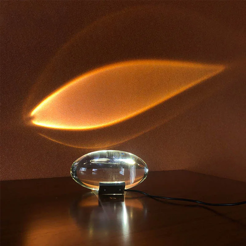 LED Crystal Water Drop Shape Bedside Lamp Living Room Bedroom Decoration Ornament, USB Night Projection Decoration Bedside Lamp