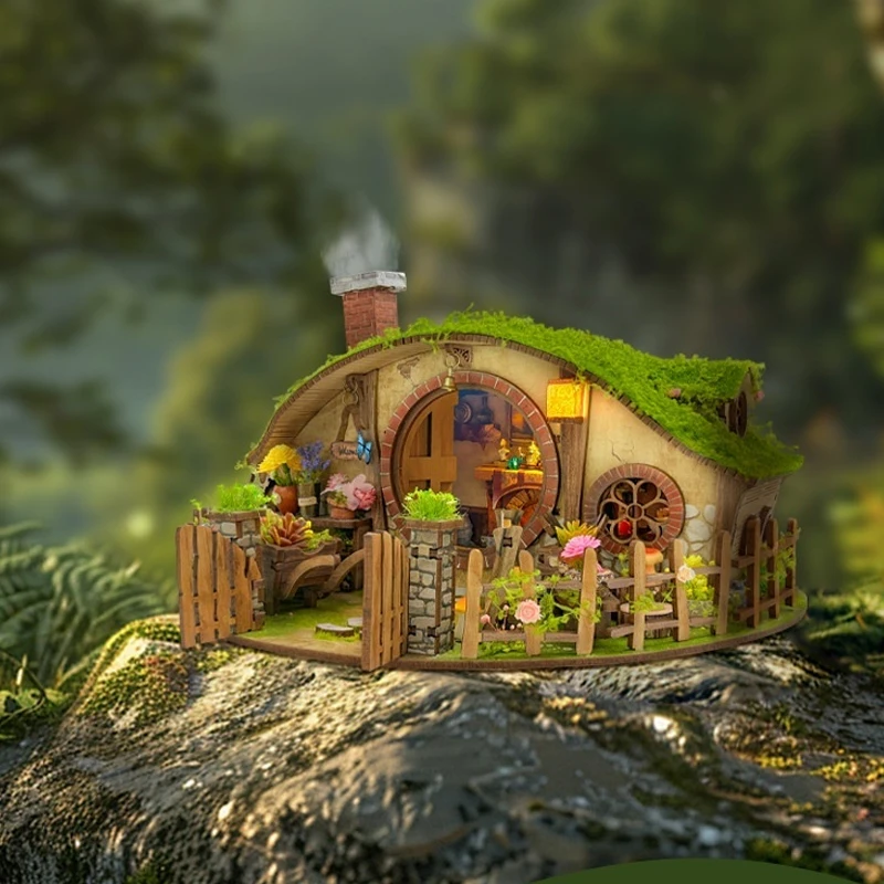 Wooden Diy Magic Ring House Figurines Miniatures Handmade Forest Casa For Friends Birthday Gifts Home Decoration Crafts Bookends