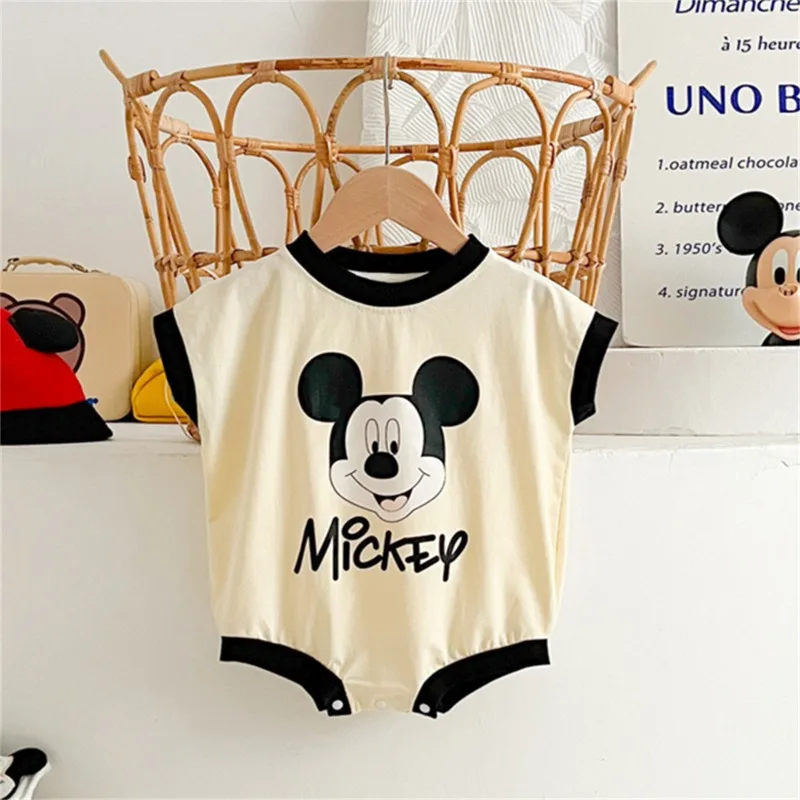 Newborn Boys Girl Rompers Sock Hat 3pcs Set Cartoon Mickey Mouse Jumpsuit Infant Costume Short Sleeve Bodysuits K2461-1