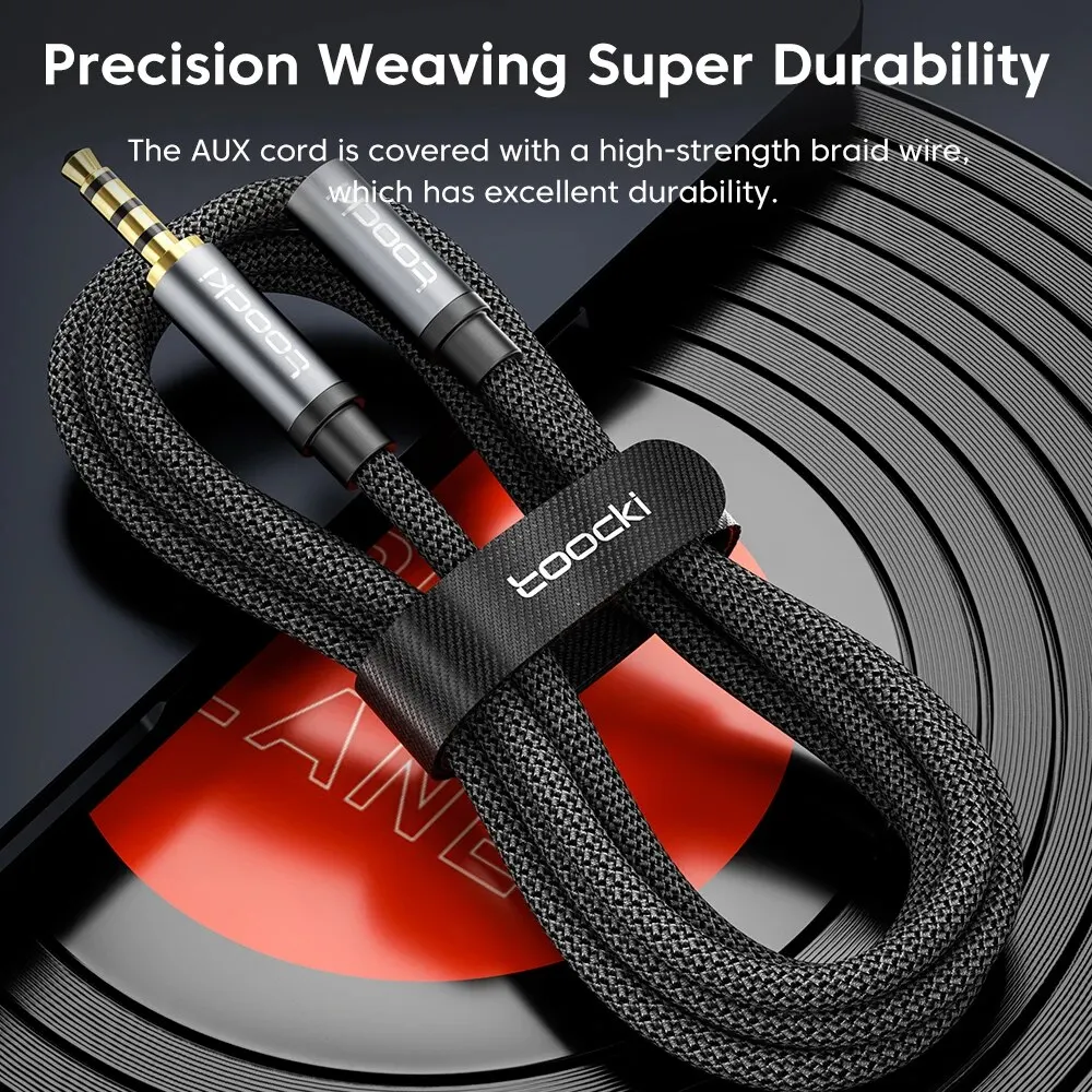 Toocki Audio 3.5mm Male to 3.5mm.Female 4 Poles Extension Jack AUX Cable For PC Smartphones Microphones Headphones Speaker Cord