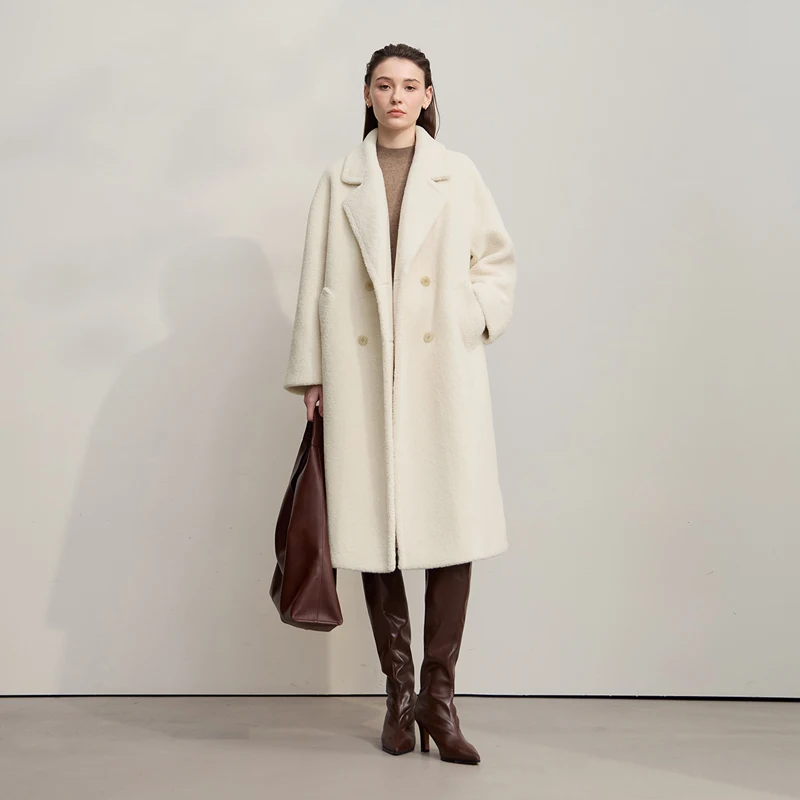 Amii Cappotto di Pelliccia Donna 2025 Inverno Nuovo Minimalista Doppio Petto Pelliccia Giubbotti Per La Donna Allentato Caldo Versatile Cappotto di Pelliccia Lungo 12524034