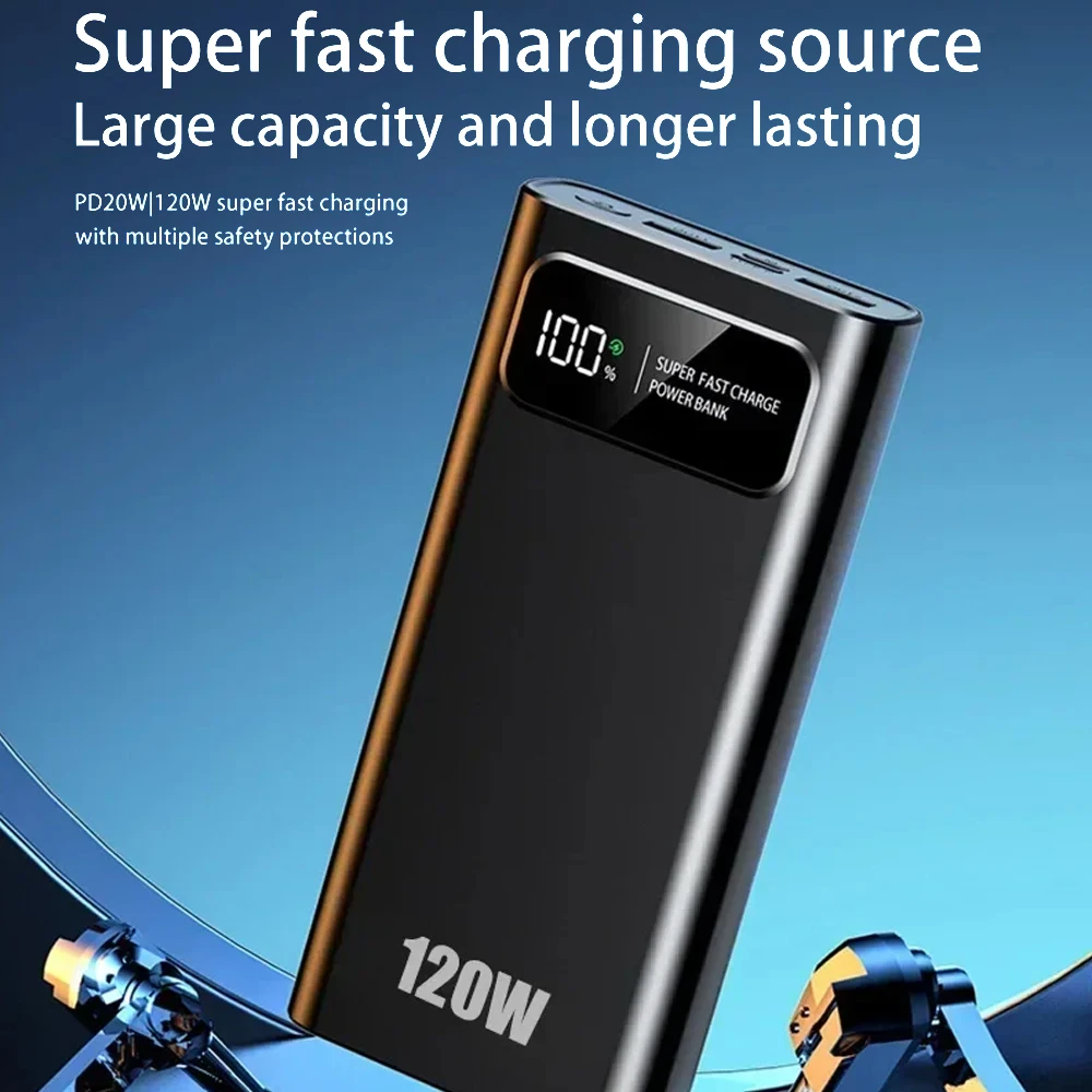 20000mAh High-capacity Power Bank 120W Super Fast Charging Digital Display Power Bank External Battery for iPhone Samsung Xiaomi