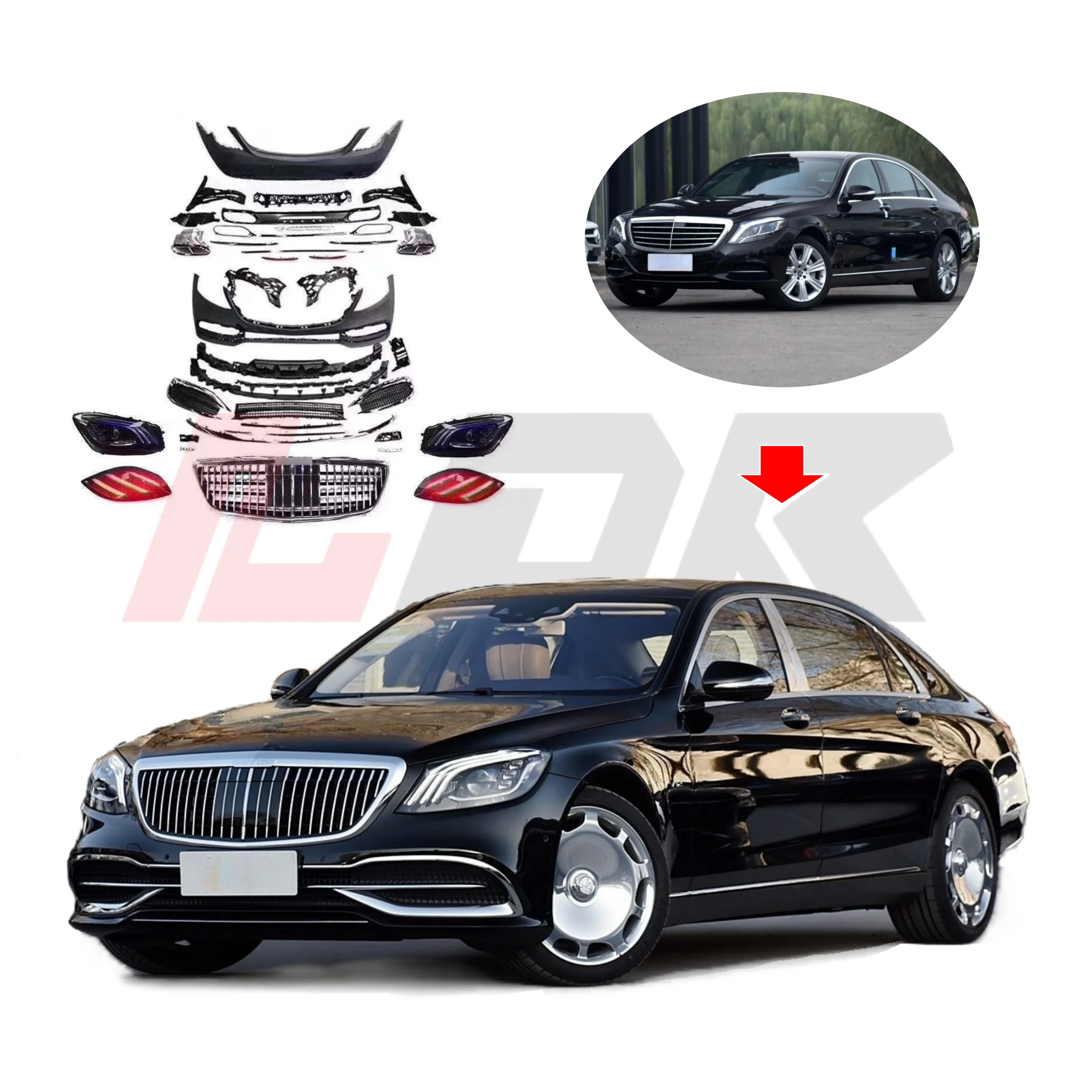 Bodykit for S Class W222 2014-2020 Upgrade to W222  Style Headlights LED Taillights Front Rear Bumper