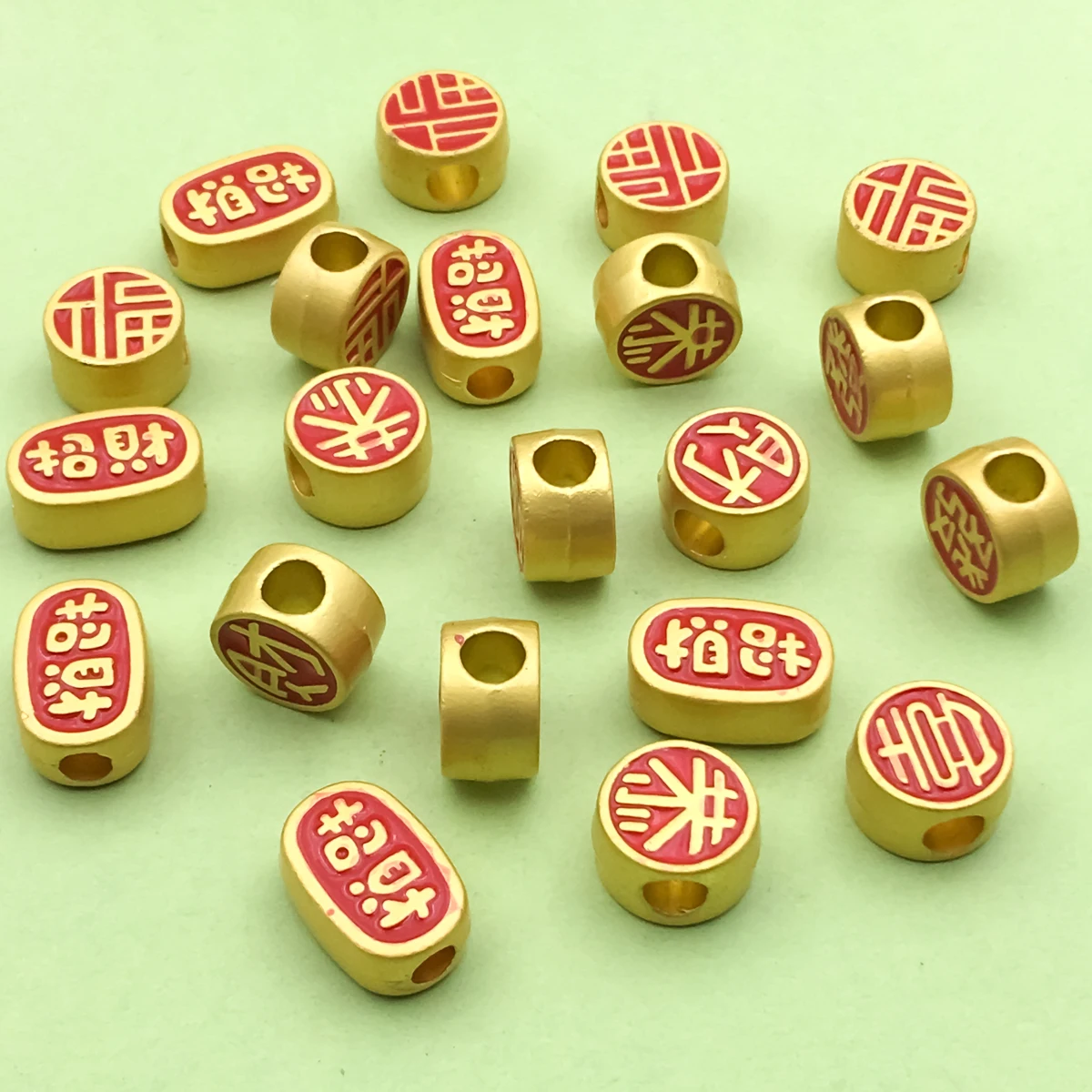 

20pcs Spring Festival New Loose Beads With Chinese Character Design Decorative Beads For Jewelry Making DIY Accessories Findings