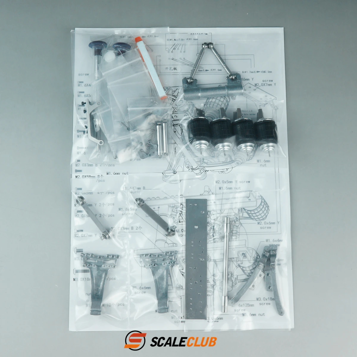 Scaleclub Voor Tamiya 1/14 Voor Scania R620 730 Upgrade 6x6 6x4 Metalen Achteras enkele As Airbag Schorsing Systeem