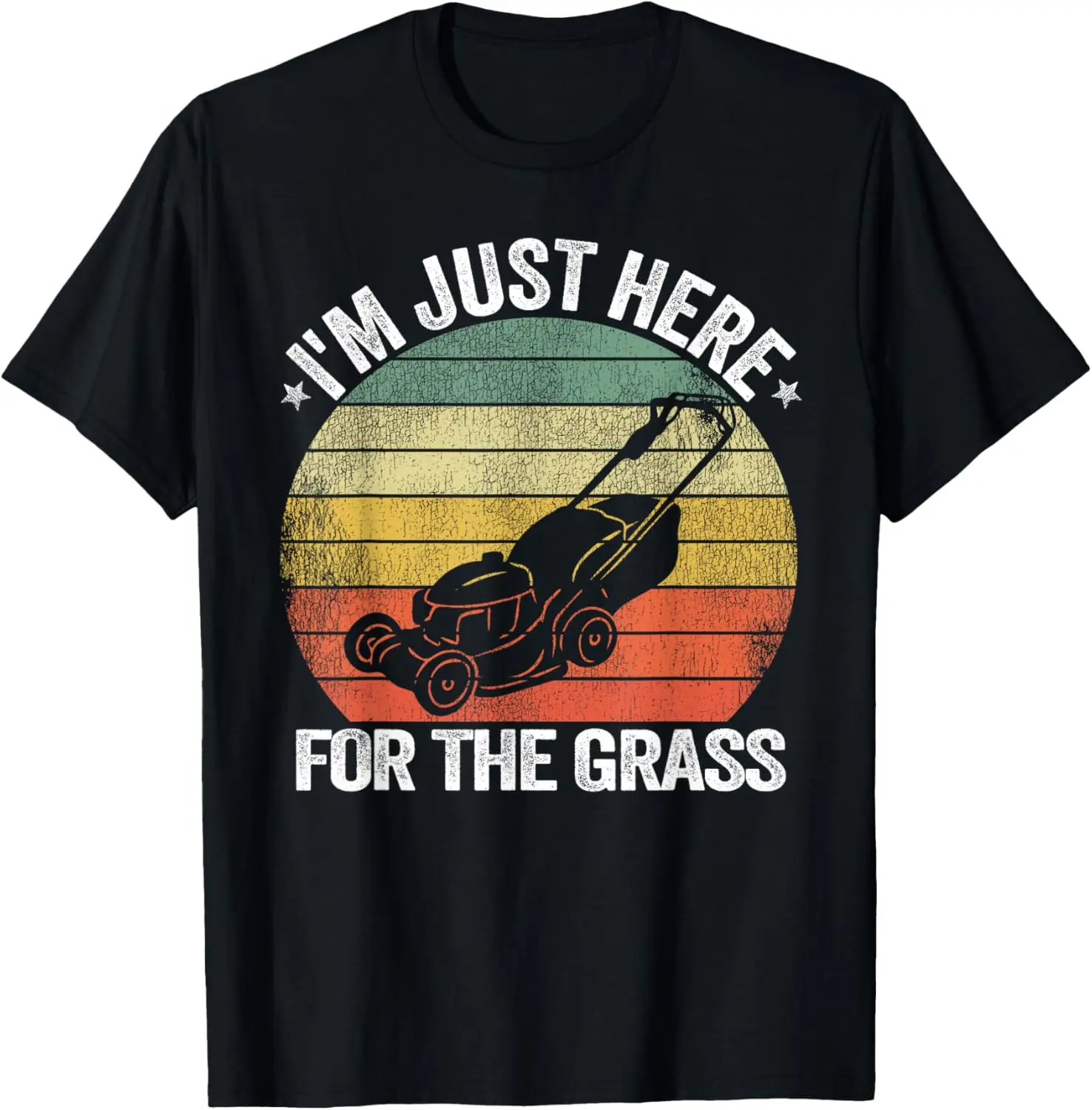 Gardening Funny Lawn Mowing I'm Just Here For The Grass T-Shirt 100% Cotton Trendy Y2K Short-Sleeve Tee-Soft, Quick-Drying,