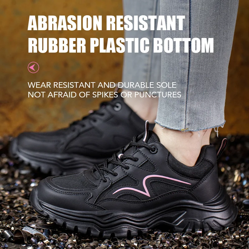 Zapatos de seguridad cómodos para mujer, zapatillas de trabajo antipinchazos y antigolpes, zapatos de trabajo ajustables y antideslizantes, botas con punta de acero
