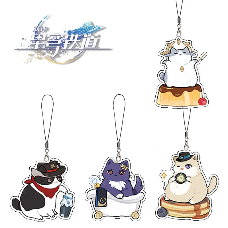 Honkai Star Rail Cat Series Mobile Phone Lanyard Boothill Dr. Ratio Acrylic Pendant Straps Hanging Cute Rope Kawaii Accessories