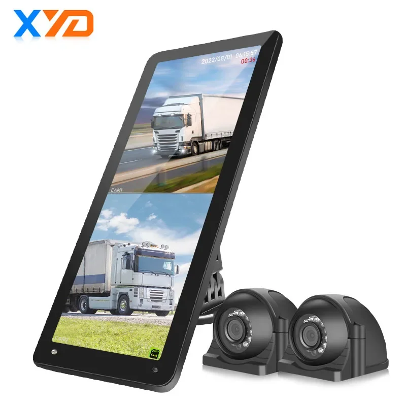 12.3 Inch Rear Side View LCD Mirror Split Screen Dual Cameras Night Vision Heavy Duty Truck Bus Blind Spot Monitoring System