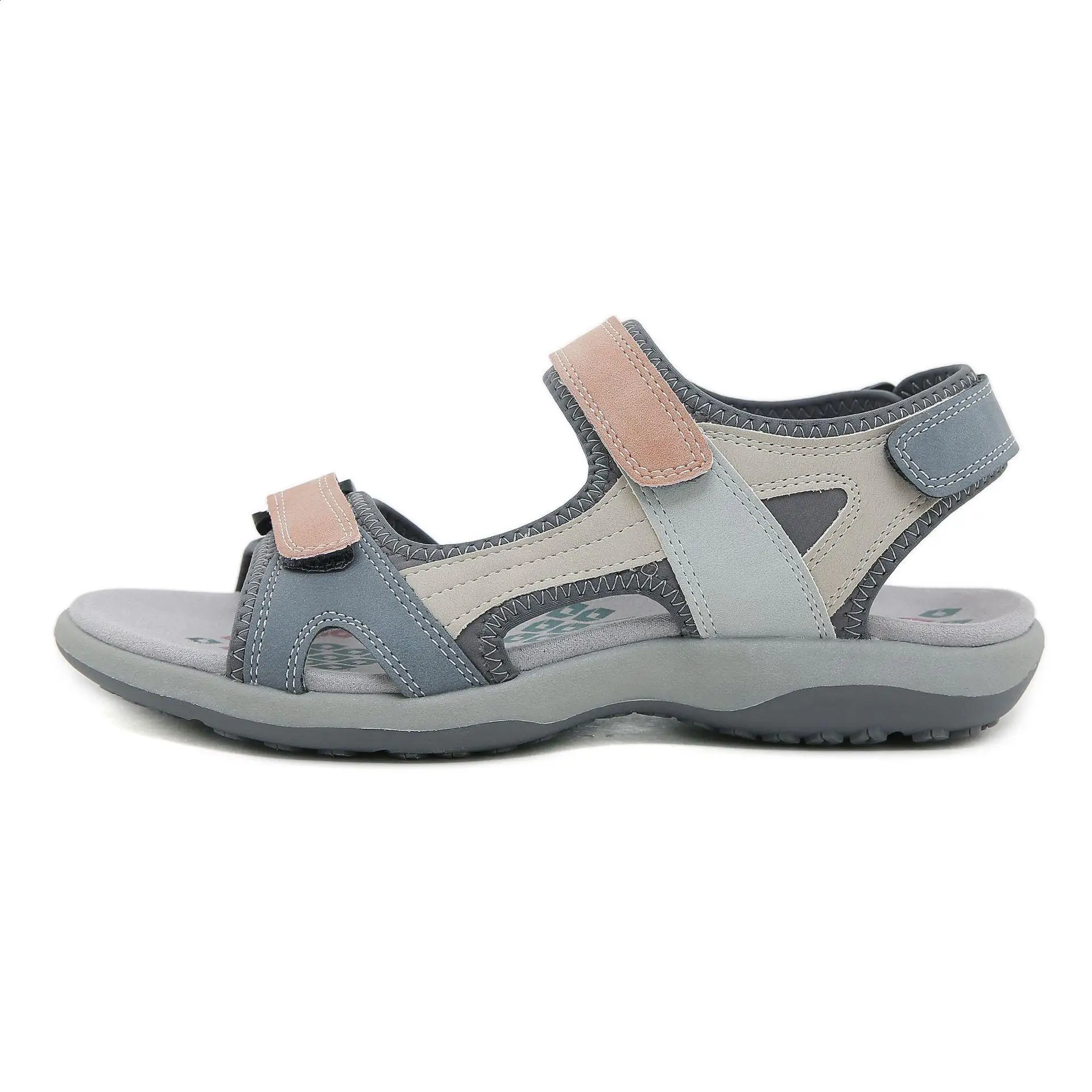 Beige Sandalen Met Hakken Groot Formaat Comfort Schoenen Voor Vrouwen Zwart Groot Laag Veelkleurig 2024 Sportmode Meisjes Pu Haak & Loop Tpr