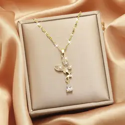Simple and Attractive Titanium Steel Necklace with Tassel Pendant for Women