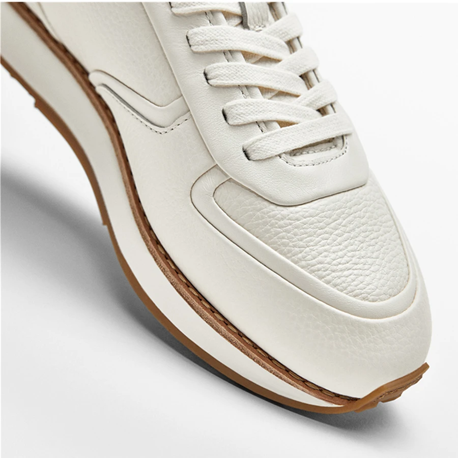 Withered Fashion Shoes Women Patchwork Shoes Women Color Contrast Genuine Leather Retro Casual Sneakers Women