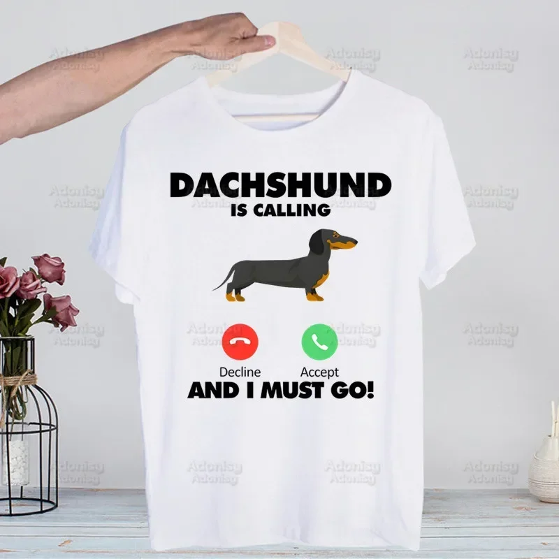 Dachshund Teckel Funny Cute Dog Animal Funny T Shirt Men New Casual Short Sleeve Tshirt Homme Manga Unisex T-shirt Tees