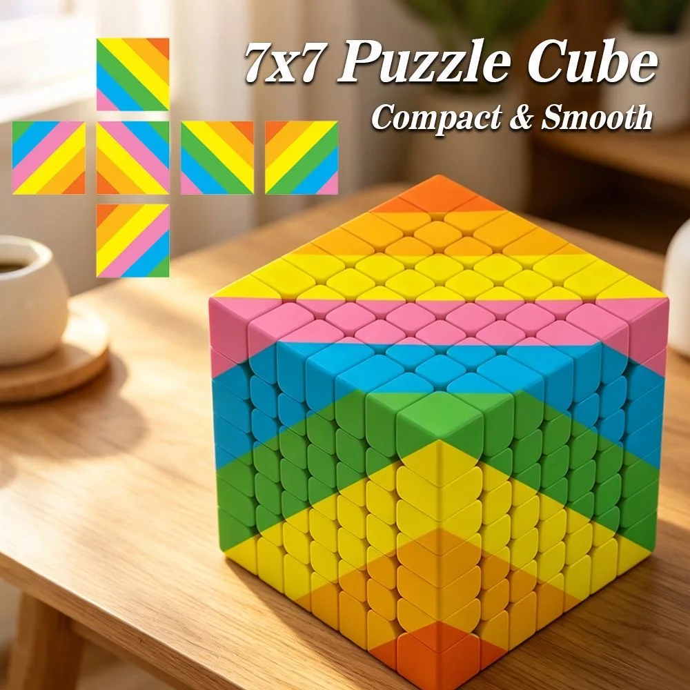 NEW 7x7 Rainbow Cube Speed Cube Stickerless Rainbow Cube 7x7x7 Speed Puzzle Cubes Toys Gift Cubo Magico  6-12y Packing Cubes