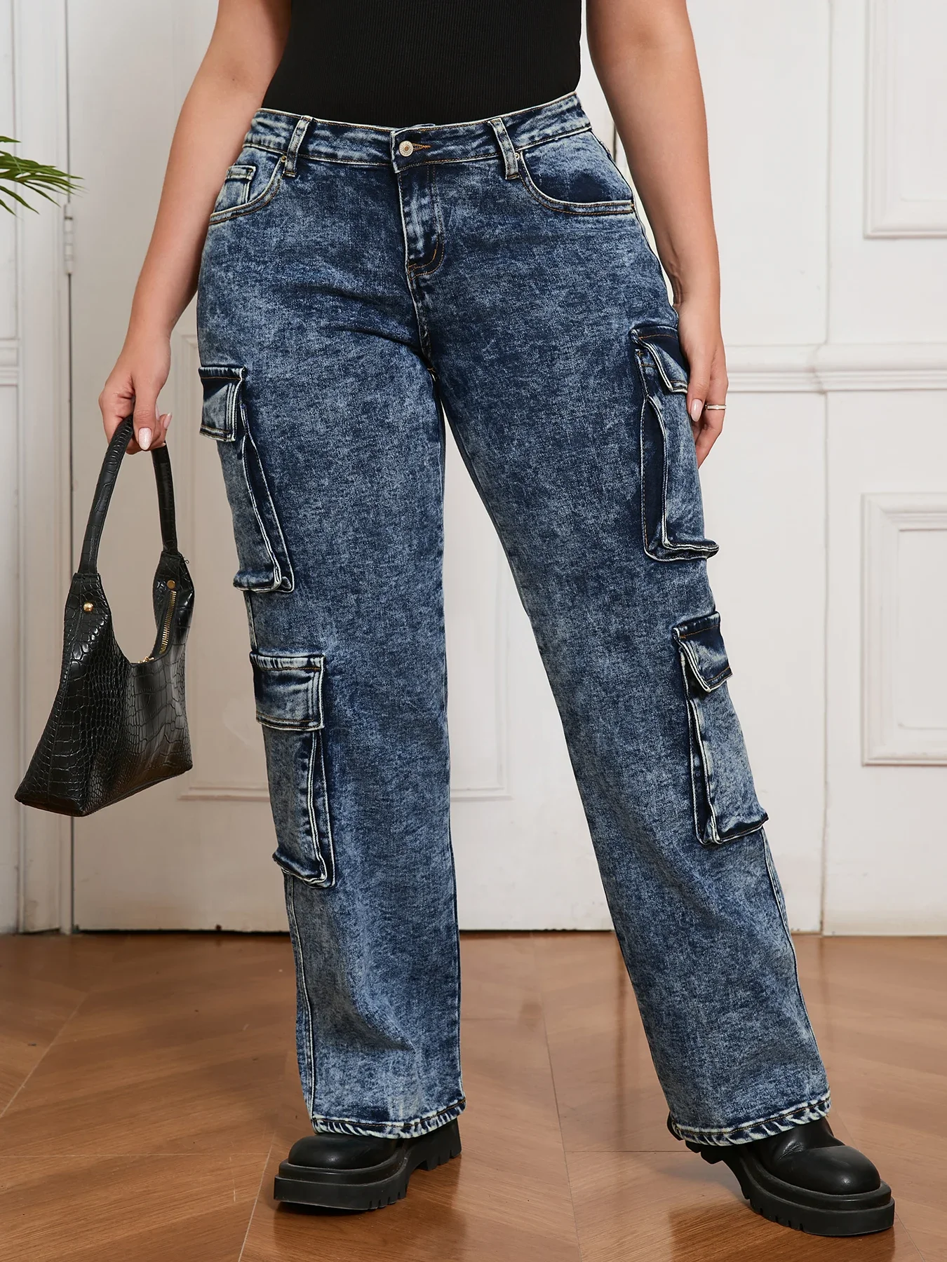 

Женские джинсовые брюки-карго в стиле Y2K, свободные прямые джинсы, модная уличная джинсовая одежда