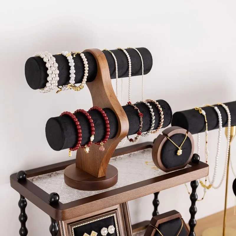 نافذة عرض المجوهرات يعرض موقف مجوهرات خشبية المنظم رف كبير سوار قلادة حامل سيدة القرط قلادة الرف