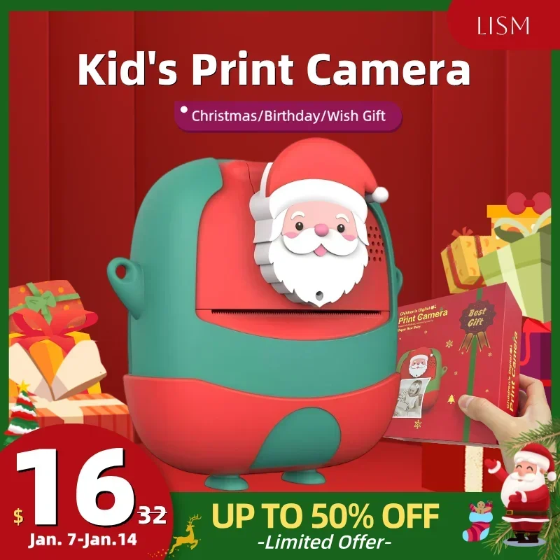 LISM Instant Print Camera Kids Video/Photo Camera Mini Pocket Camcorder SLR Dual Len Digital Camera Toy Christmas/Wish Gift