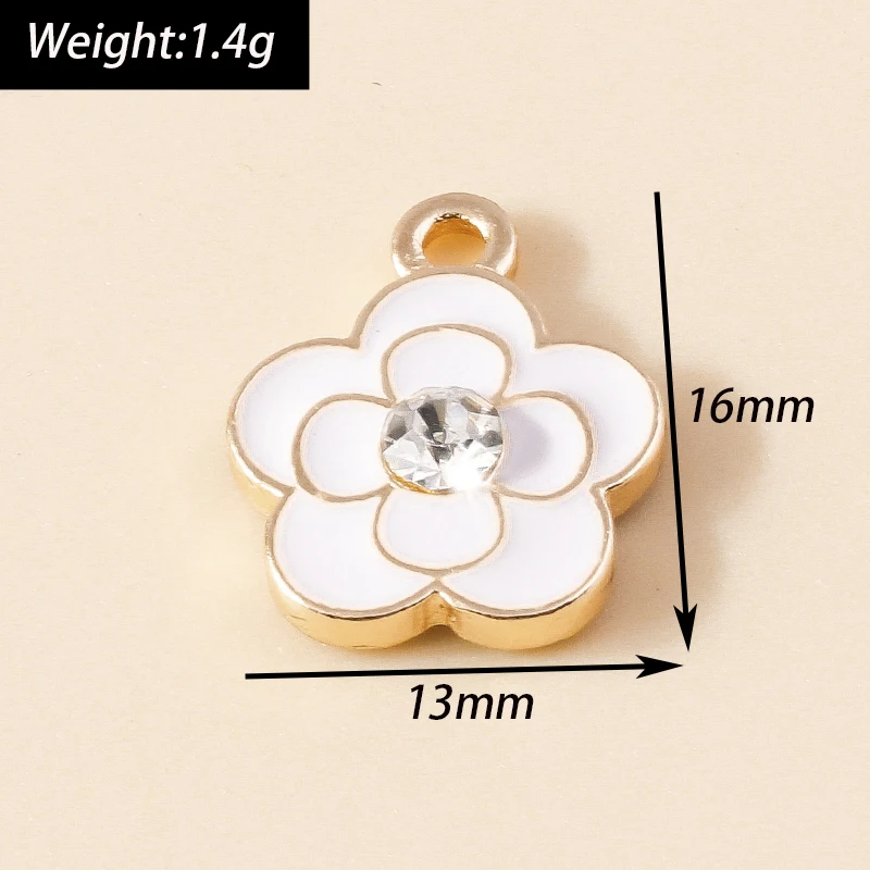 20 Stück gemischte bunte Emaille-Blumenanhänger für die Schmuckherstellung, Tropfenohrringe, Halsketten, Armbänder, DIY-Bastelzubehör – Detail 4