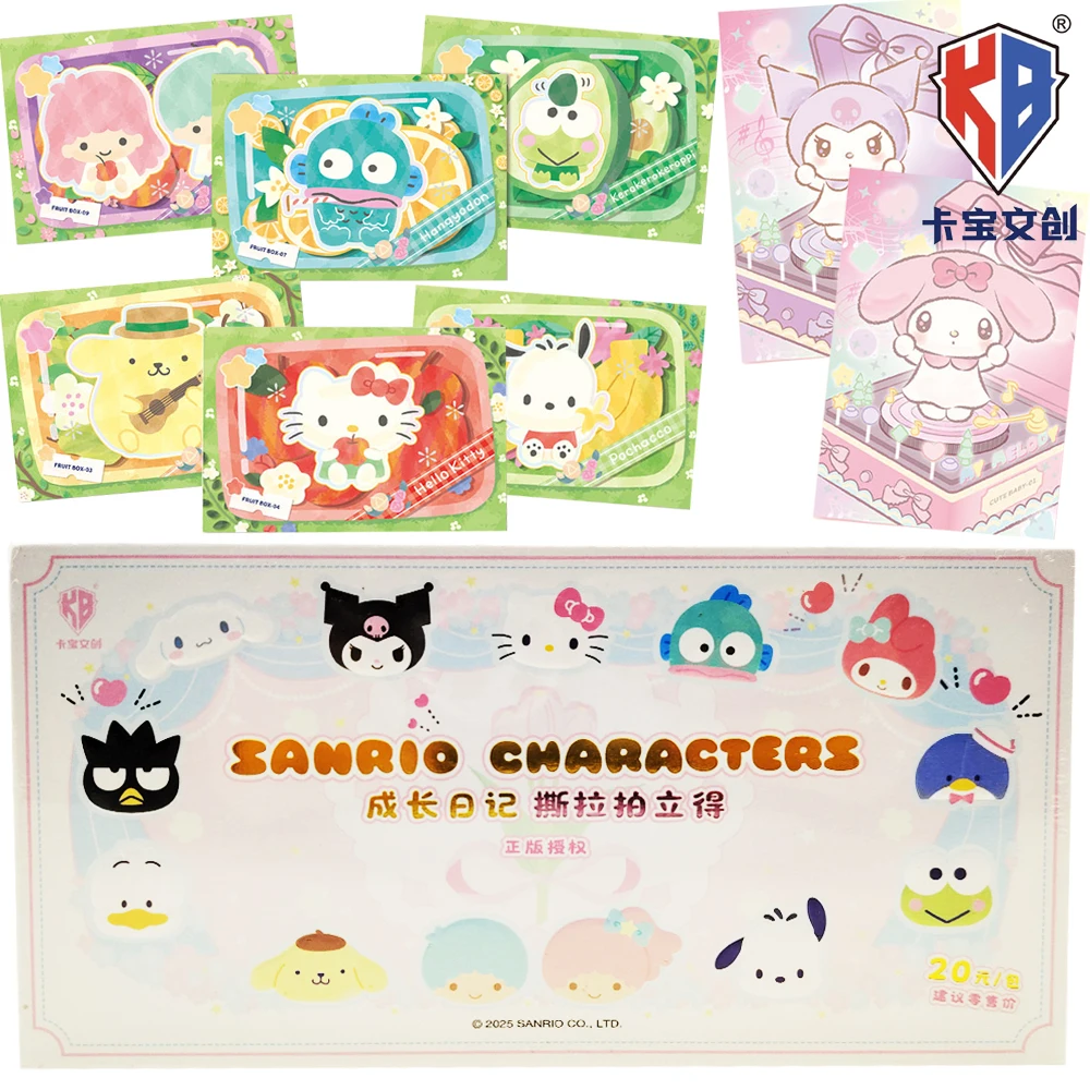 Genuine KABAO Sanrio Characters Collection Cards Cartoon Star Anime Dreamy Flower Clusters Inlaid Tear Pull Polaroid Cards Gifts