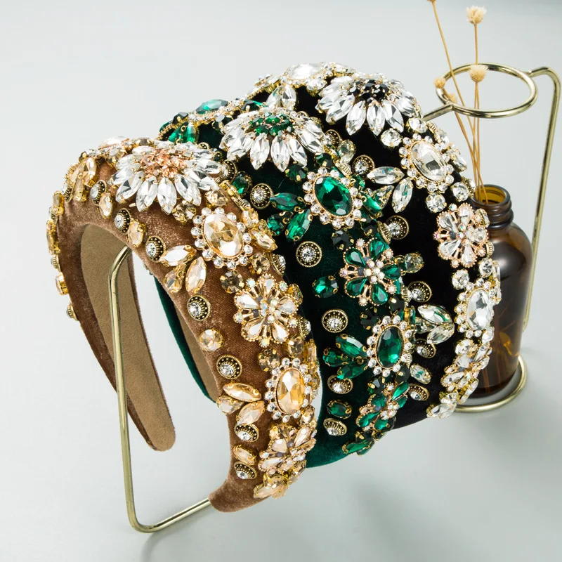 

Fashion Heavy Craft Palace Style Luxury Full Diamond Super Shiny Floral Headband Elegant High-end Hair Accessory